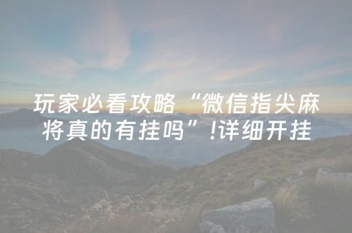 玩家必看攻略“微信指尖麻将真的有挂吗”!详细开挂教程-抖音