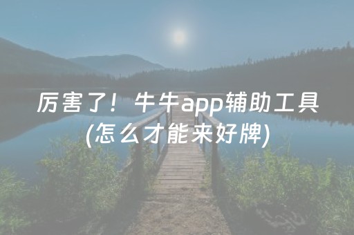 厉害了！牛牛app辅助工具(怎么才能来好牌)