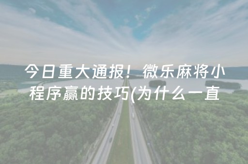 今日重大通报！微乐麻将小程序赢的技巧(为什么一直输)