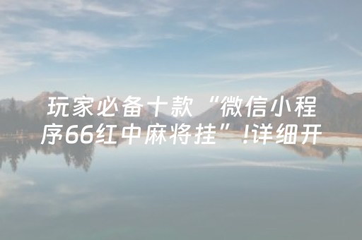 玩家必备十款“微信小程序66红中麻将挂”!详细开挂教程-抖音