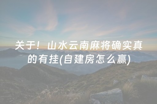 关于！山水云南麻将确实真的有挂(自建房怎么赢)