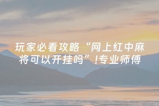 玩家必看攻略“网上红中麻将可以开挂吗”!专业师傅带你一起了解（详细教程）-抖音