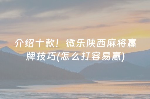 介绍十款！微乐陕西麻将赢牌技巧(怎么打容易赢)