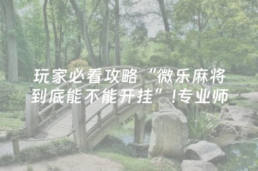 玩家必看攻略“微乐麻将到底能不能开挂”!专业师傅带你一起了解（详细教程）-抖音