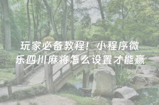 玩家必备教程！小程序微乐四川麻将怎么设置才能赢(如何才能打赢)