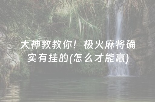 大神教教你！极火麻将确实有挂的(怎么才能赢)