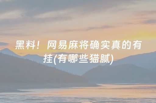 黑料！网易麻将确实真的有挂(有哪些猫腻)