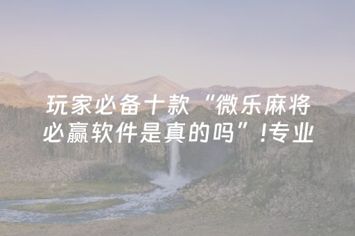 玩家必备十款“微乐麻将必赢软件是真的吗”!专业师傅带你一起了解（详细教程）-抖音