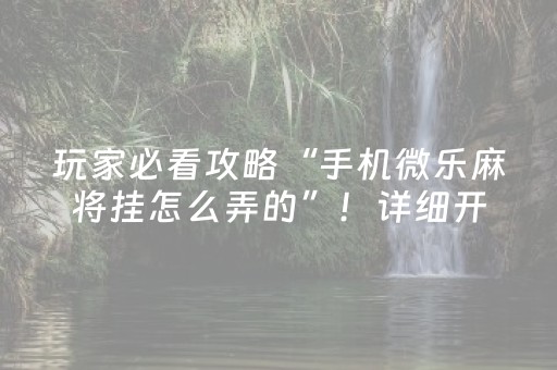 玩家必看攻略“手机微乐麻将挂怎么弄的”！详细开挂教程（确实真的有挂)-抖音