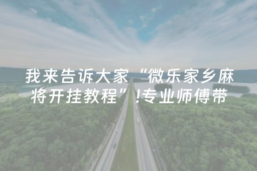 我来告诉大家“微乐家乡麻将开挂教程”!专业师傅带你一起了解（详细教程）-抖音