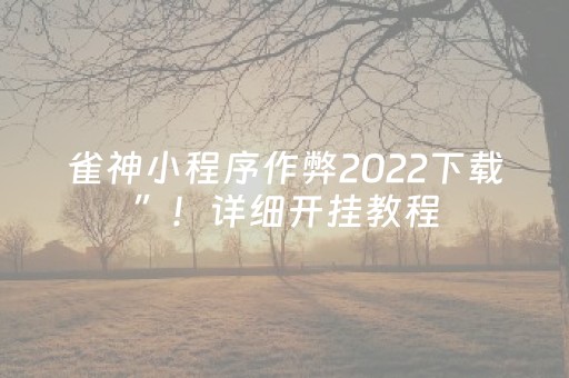 雀神小程序作弊2022下载”！详细开挂教程（确实真的有挂)-抖音