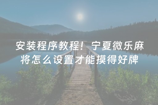 安装程序教程！宁夏微乐麻将怎么设置才能摸得好牌(怎么玩赢几率大)