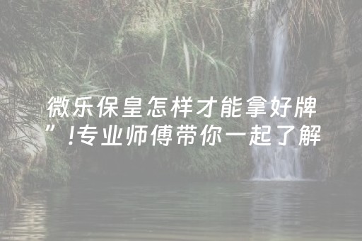 微乐保皇怎样才能拿好牌”!专业师傅带你一起了解（详细教程）-抖音