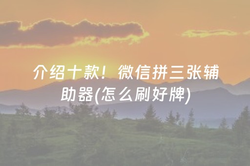 介绍十款！微信拼三张辅助器(怎么刷好牌)