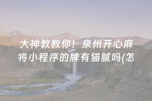 大神教教你！泉州开心麻将小程序的牌有猫腻吗(怎样才能有好牌)