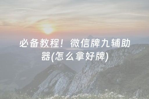 必备教程！微信牌九辅助器(怎么拿好牌)