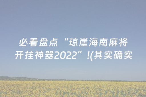 必看盘点“琼崖海南麻将开挂神器2022”!(其实确实有挂)-抖音