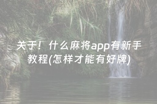 关于！什么麻将app有新手教程(怎样才能有好牌)