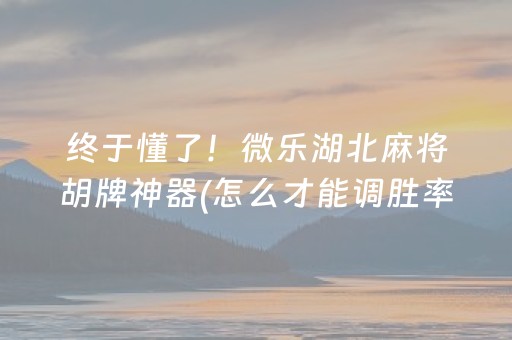 终于懂了！微乐湖北麻将胡牌神器(怎么才能调胜率)