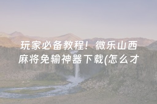 玩家必备教程！微乐山西麻将免输神器下载(怎么才可以赢)