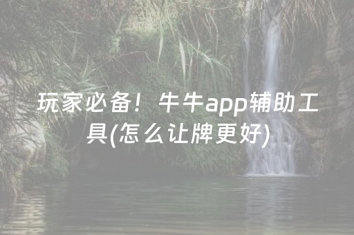 玩家必备！牛牛app辅助工具(怎么让牌更好)