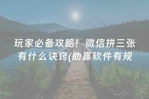 玩家必备攻略！微信拼三张有什么诀窍(助赢软件有规律吗)