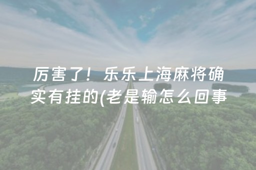 厉害了！乐乐上海麻将确实有挂的(老是输怎么回事)