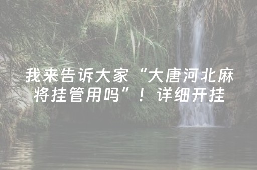 我来告诉大家“大唐河北麻将挂管用吗”！详细开挂教程（确实真的有挂)-抖音