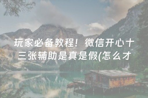 玩家必备教程！微信开心十三张辅助是真是假(怎么才能赢)