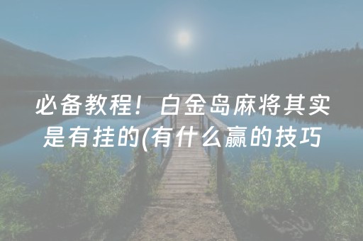 必备教程！白金岛麻将其实是有挂的(有什么赢的技巧)