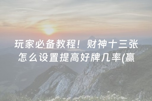 玩家必备教程！财神十三张怎么设置提高好牌几率(赢牌技巧插件安装)