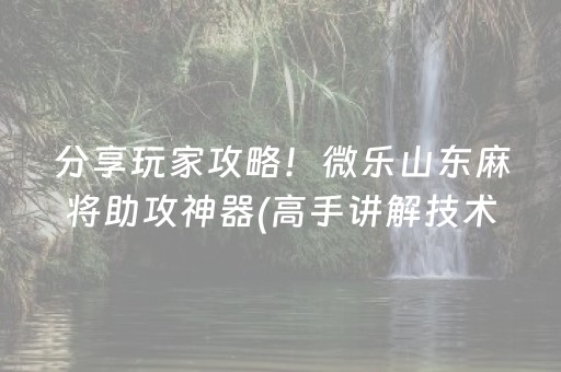 分享玩家攻略！微乐山东麻将助攻神器(高手讲解技术)