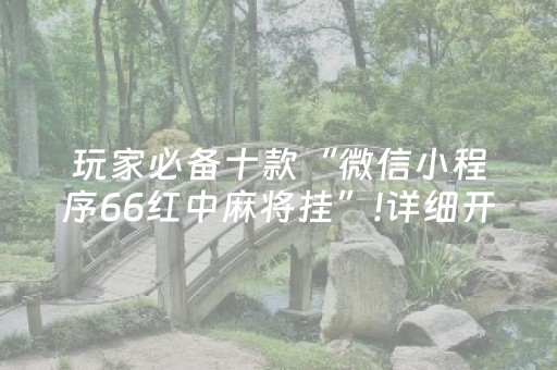 玩家必备十款“微信小程序66红中麻将挂”!详细开挂教程-抖音