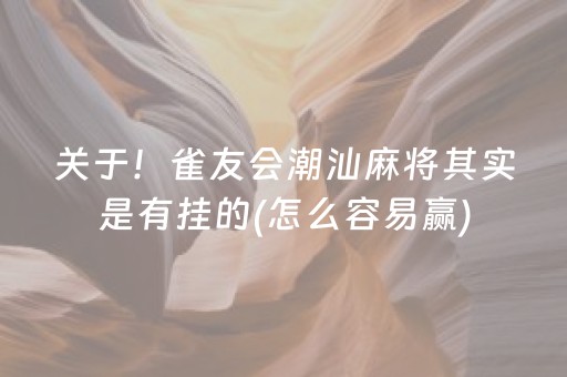 关于！雀友会潮汕麻将其实是有挂的(怎么容易赢)