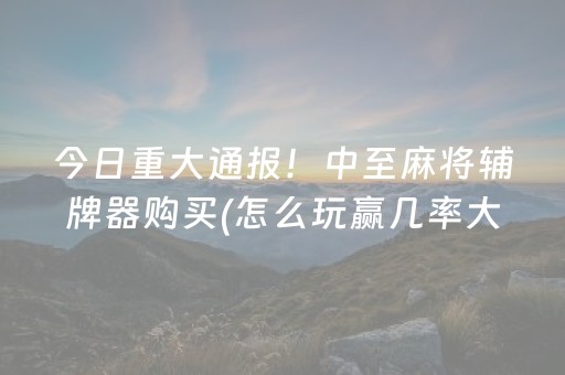 今日重大通报！中至麻将辅牌器购买(怎么玩赢几率大)