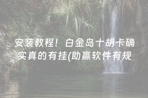 安装教程！白金岛十胡卡确实真的有挂(助赢软件有规律吗)