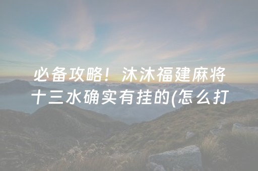 必备攻略！沐沐福建麻将十三水确实有挂的(怎么打容易赢)