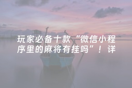 玩家必备十款“微信小程序里的麻将有挂吗”！详细开挂教程（确实真的有挂)-抖音