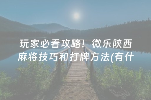 玩家必看攻略！微乐陕西麻将技巧和打牌方法(有什么规律)