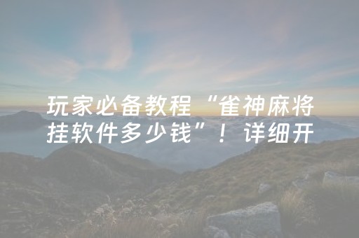 玩家必备教程“雀神麻将挂软件多少钱”！详细开挂教程（确实真的有挂)-抖音