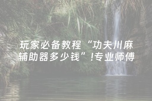 玩家必备教程“功夫川麻辅助器多少钱”!专业师傅带你一起了解（详细教程）-抖音