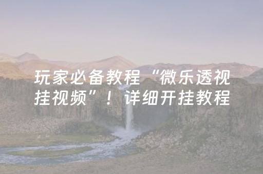 玩家必备教程“微乐透视挂视频”！详细开挂教程（确实真的有挂)-抖音