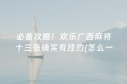 必备攻略！欢乐广西麻将十三张确实有挂的(怎么一直赢)