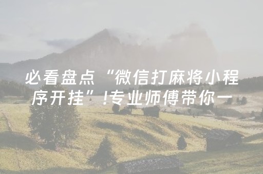 必看盘点“微信打麻将小程序开挂”!专业师傅带你一起了解（详细教程）-抖音