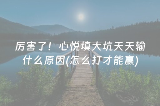 厉害了！心悦填大坑天天输什么原因(怎么打才能赢)