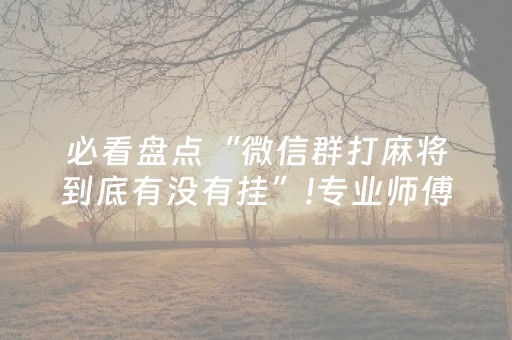 必看盘点“微信群打麻将到底有没有挂”!专业师傅带你一起了解（详细教程）-抖音