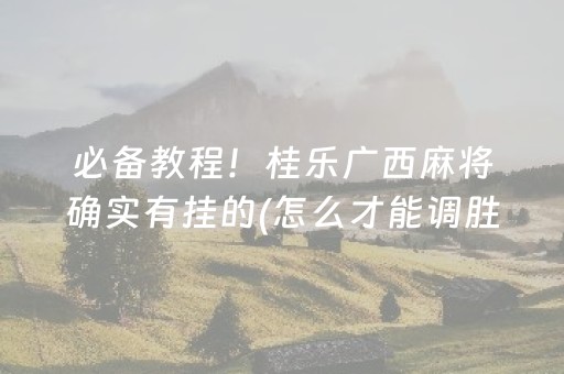 必备教程！桂乐广西麻将确实有挂的(怎么才能调胜率)