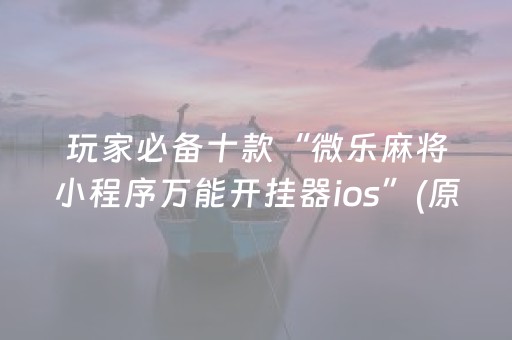 玩家必备十款“微乐麻将小程序万能开挂器ios”(原来真的有挂)-抖音