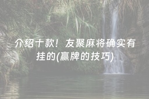 介绍十款！友聚麻将确实有挂的(赢牌的技巧)