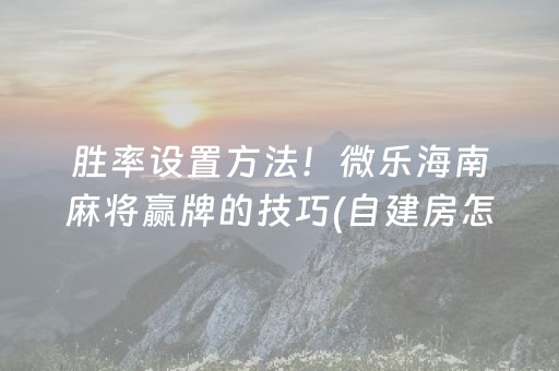 胜率设置方法！微乐海南麻将赢牌的技巧(自建房怎么赢)